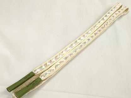 平和屋着物●和装小物　帯締め・帯揚げセット　伝統工芸品　伊賀前沢工房　切嵌　金糸　金銀彩　丹後ちりめん　逸品　未使用　DAAV8386zzz