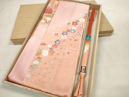 平和屋着物●和装小物　帯締め・帯揚げセット　舞花文　暈し染め　金彩　手組紐　高麗組　金糸　逸品　未使用　DAAV8394zzz