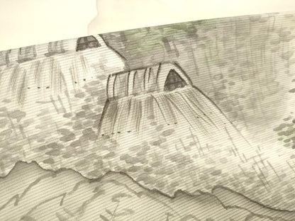 平和屋着物＊夏物 付下げ 解き反物 着尺 絽 手描き 遠山風景文 逸品 DAAV8435zzz