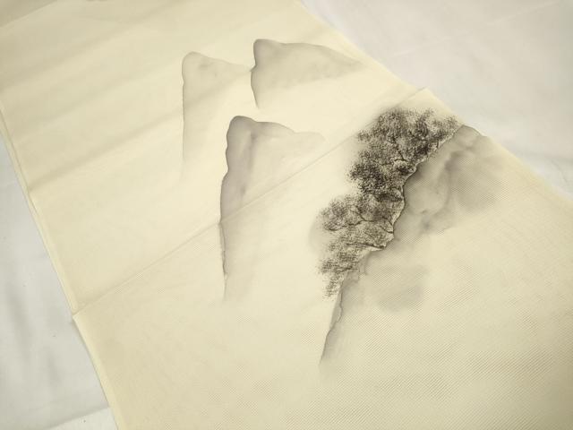 平和屋着物＊夏物 付下げ 解き反物 着尺 絽 手描き 遠山風景文 逸品 DAAV8435zzz