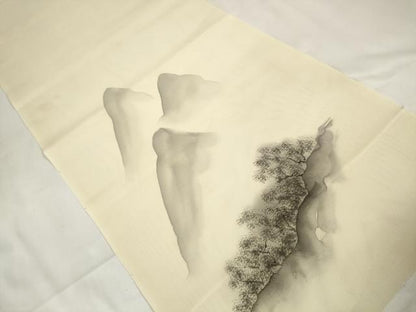 平和屋着物＊夏物 付下げ 解き反物 着尺 絽 手描き 遠山風景文 逸品 DAAV8435zzz