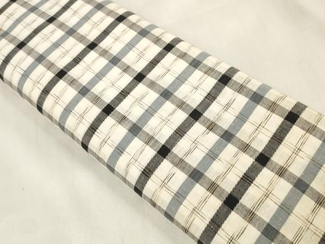 平和屋着物∴夏物 浴衣 反物 着尺 浜風 格子 綿 逸品 未使用 DAAV8442zzz
