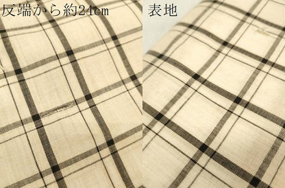 平和屋着物∴夏物 浴衣 反物 着尺 格子 綿麻 逸品 未使用 DAAV8443zzz