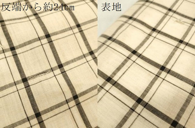 平和屋着物∴夏物 浴衣 反物 着尺 格子 綿麻 逸品 未使用 DAAV8443zzz