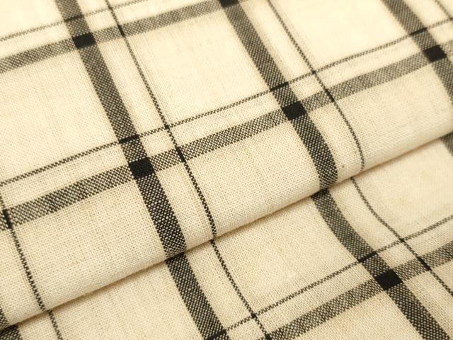 平和屋着物∴夏物 浴衣 反物 着尺 格子 綿麻 逸品 未使用 DAAV8443zzz