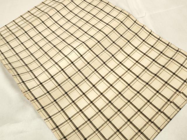 平和屋着物∴夏物 浴衣 反物 着尺 格子 綿麻 逸品 未使用 DAAV8443zzz