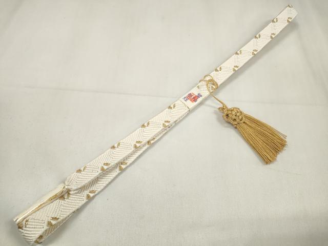 平和屋着物●和装小物　帯締め・帯揚げ・扇子セット　礼装用　松地紋　菊　金糸　組紐　亀房付き　逸品　未使用　DAAV8471zzz