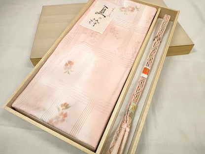 平和屋着物＊夏物　和装小物　帯締め・帯揚げセット　縦絽　夏の粋　撫子　銀彩　逸品　未使用　DAAV8482zzz
