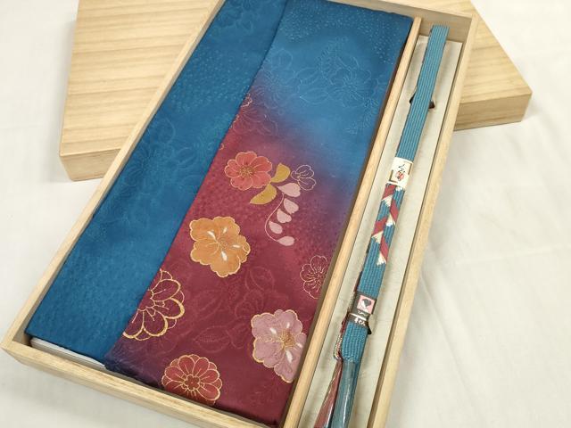 平和屋着物●和装小物　帯締め・帯揚げセット　舞花文　金彩　組紐　金糸　逸品　未使用　DAAV8487zzz