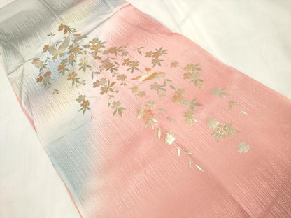 平和屋着物●和装小物　帯締め・帯揚げセット　舞蝶花文　金彩　高麗組　金糸　逸品　未使用　DAAV8489zzz