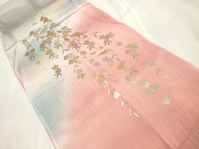 平和屋着物●和装小物　帯締め・帯揚げセット　舞蝶花文　金彩　高麗組　金糸　逸品　未使用　DAAV8489zzz
