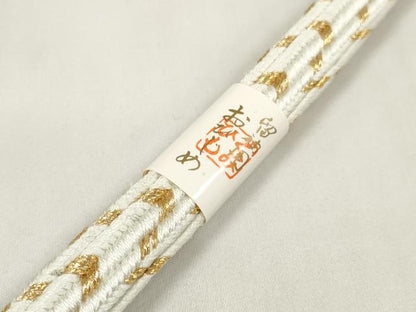 平和屋着物●和装小物　帯締め・帯揚げ・扇子セット　礼装用　柄絞り　舞花文　金糸　逸品　未使用　DAAV8491zzz