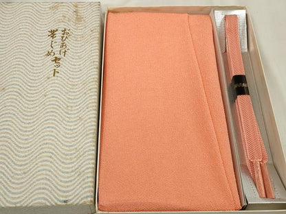 平和屋着物●和装小物 帯締め・帯揚げセット 色無地 コーラルレッド色 逸品 未使用 DAAV8502zzz