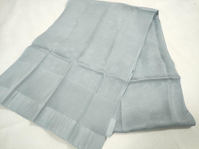 平和屋着物●和装小物　帯締め・帯揚げセット　流水菊地紋　鉛色　逸品　未使用　DAAV8505zzz