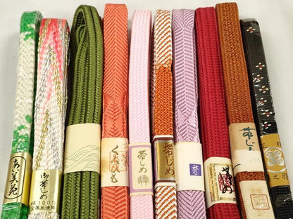 平和屋着物●和装小物　帯締め10本セット　組紐　冠組　花織　金銀糸　全て正絹　逸品　未使用　DAAV8517zzz