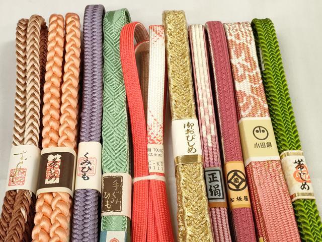平和屋着物●和装小物　帯締め10本セット　組紐　高麗組　金糸　小田急・松坂屋扱い　全て正絹　逸品　未使用　DAAV8518zzz
