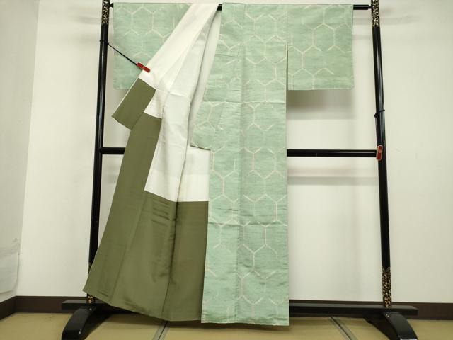 平和屋着物○上質な紬 亀甲柄 正絹 逸品 DAAV8529tw 