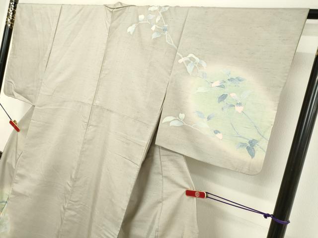 平和屋着物●訪問着　紬地　草花文　正絹　逸品　DAAV8532tw