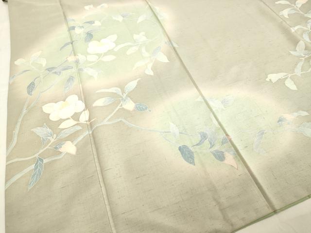 平和屋着物●訪問着　紬地　草花文　正絹　逸品　DAAV8532tw