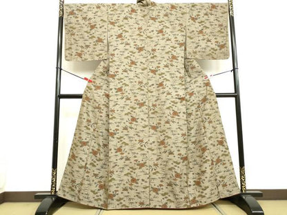 平和屋着物●上質な紬 草花文 正絹 逸品 未使用 DAAV8534tw