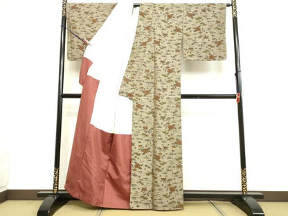 平和屋着物●上質な紬 草花文 正絹 逸品 未使用 DAAV8534tw