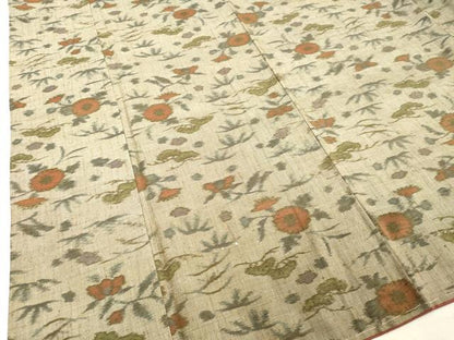 平和屋着物●上質な紬 草花文 正絹 逸品 未使用 DAAV8534tw