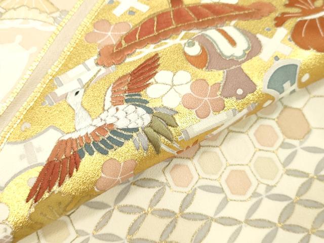 平和屋着物●創業460年・千總　色留袖　駒刺繍　菱取り飛鶴宝尽くし文　金彩　高島屋扱い　正絹　逸品　DAAV8542tw