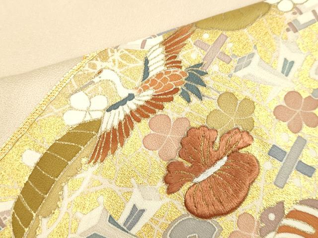 平和屋着物●創業460年・千總　色留袖　駒刺繍　菱取り飛鶴宝尽くし文　金彩　高島屋扱い　正絹　逸品　DAAV8542tw