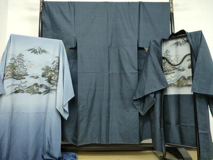 平和屋着物●男性　本場大島紬　アンサンブル・長襦袢セット（袷）　100亀甲　総詰め　正絹　逸品　DAAV8579tw