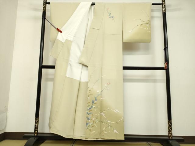 平和屋着物●訪問着　友禅　作家物　草花文　暈し染め　正絹　逸品　DAAV8584tw