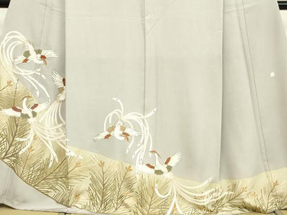 平和屋着物●豪華色留袖　作家物　駒刺繍　鳳凰松文　金彩　正絹　逸品　DAAV8585tw