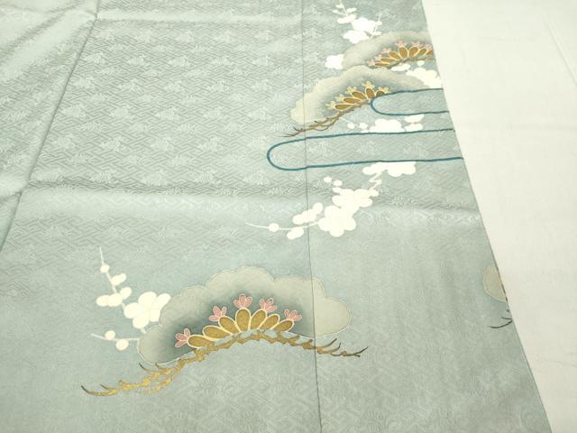 平和屋着物●創業460年・千總　色留袖　刺繍　霞枝梅松文　月白色地　金彩　三越扱い　正絹　逸品　DAAV8592tw