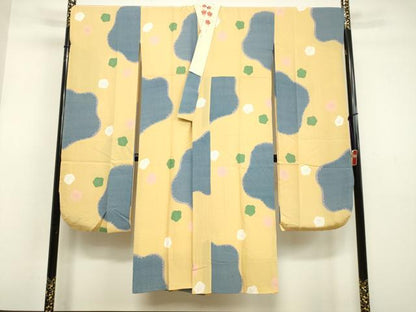 平和屋着物●振袖用長襦袢　袷　舞梅文　半衿刺繍　正絹　逸品　DAAV8596tw