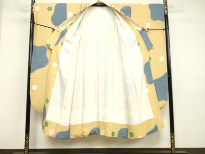 平和屋着物●振袖用長襦袢　袷　舞梅文　半衿刺繍　正絹　逸品　DAAV8596tw