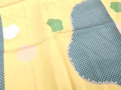 平和屋着物●振袖用長襦袢　袷　舞梅文　半衿刺繍　正絹　逸品　DAAV8596tw