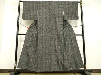 平和屋着物●上質な紬 草花文 正絹 逸品 DAAV8603tw