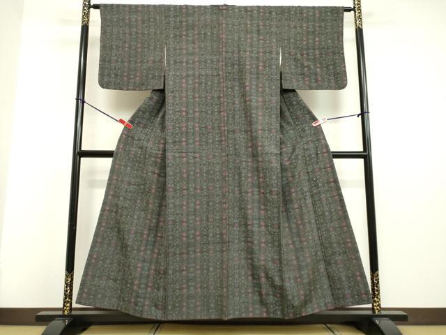 平和屋着物●上質な紬 草花文 正絹 逸品 DAAV8603tw
