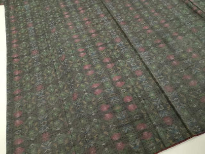 平和屋着物●上質な紬 草花文 正絹 逸品 DAAV8603tw