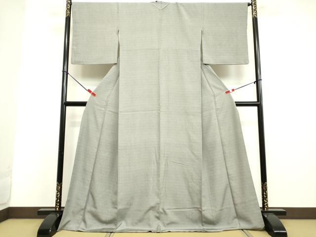 平和屋着物●江戸小紋　小紋師　黒岩秀硯　よろけ縞　白色×深緑色　三越扱い　ロング丈　正絹　逸品　DAAV8610tw