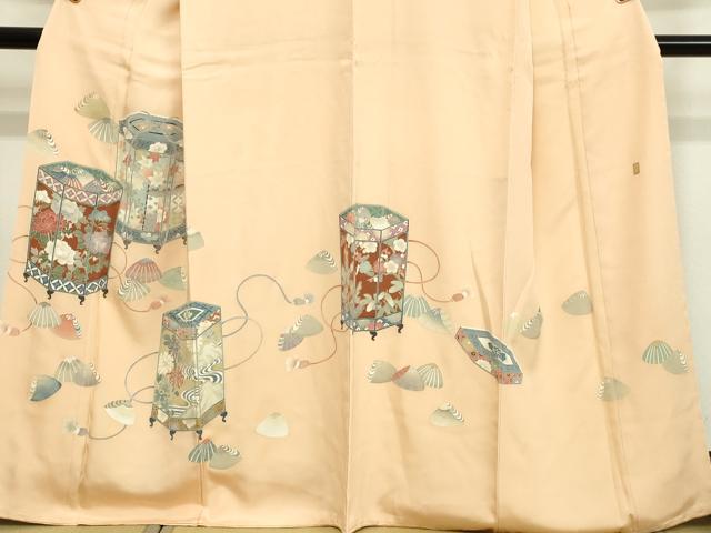 平和屋着物●訪問着　作家物　貝桶花文　蜂蜜色地　正絹　逸品　未使用　DAAV8616tw