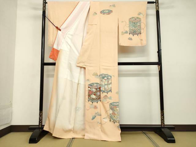 平和屋着物●訪問着　作家物　貝桶花文　蜂蜜色地　正絹　逸品　未使用　DAAV8616tw