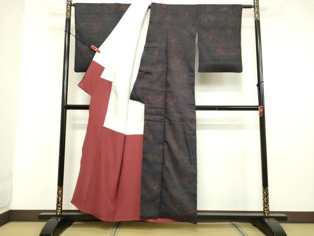平和屋着物●上質な紬 洋花文 正絹 逸品 DAAV8629tw