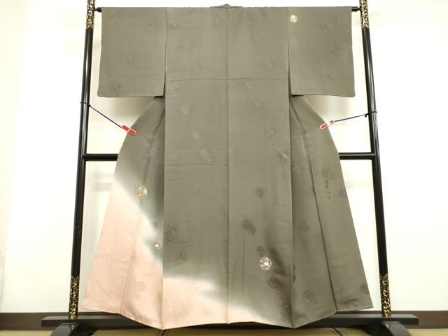 平和屋着物●友禅作家の巨匠 浅井青仁 訪問着 草花丸文 暈し染め 金彩 正絹 逸品 DAAV8639tw