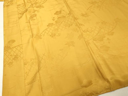 平和屋着物●長襦袢　袷　草花地紋　櫨染色　正絹　逸品　DAAV8640tw