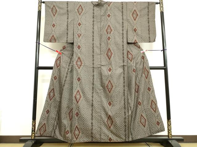平和屋着物●本場大島紬 龍郷絣 菱間道 正絹 逸品 DAAV8656tw