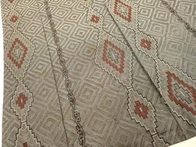 平和屋着物●本場大島紬 龍郷絣 菱間道 正絹 逸品 DAAV8656tw