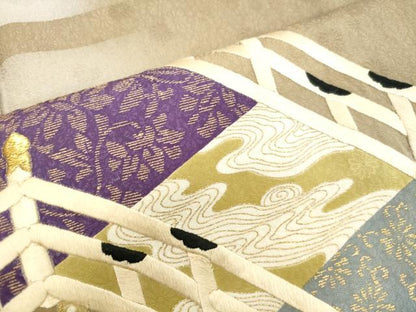 平和屋着物●ファッションデザイナー 花井幸子　色留袖　刺繍　渡橋草花文　金銀彩　正絹　逸品　DAAV8671tw