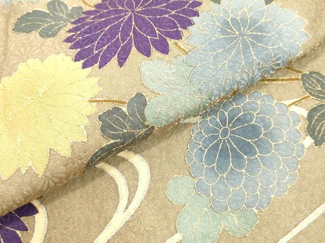 平和屋着物●ファッションデザイナー 花井幸子　色留袖　刺繍　渡橋草花文　金銀彩　正絹　逸品　DAAV8671tw