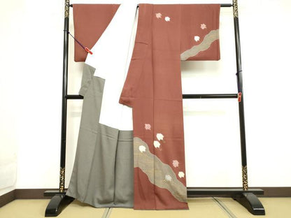 平和屋着物●ファッションデザイナー HIROKO KOSHINO コシノヒロコ 訪問着 絞り 立波千鳥文 金彩 正絹 逸品 DAAV8678tw