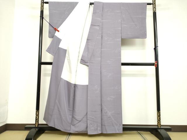 平和屋着物●上質な色無地 風景地紋 藤鼠色 正絹 逸品 DAAV8685tw